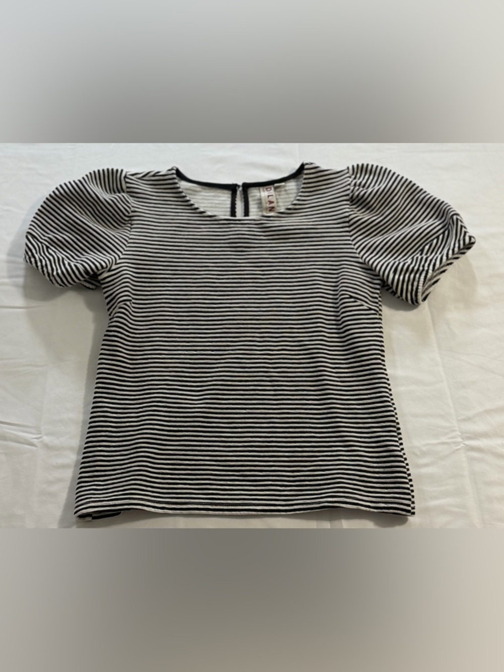 Dolan Left Coast Collection Striped Top Petite S Black White Puff Sleeve